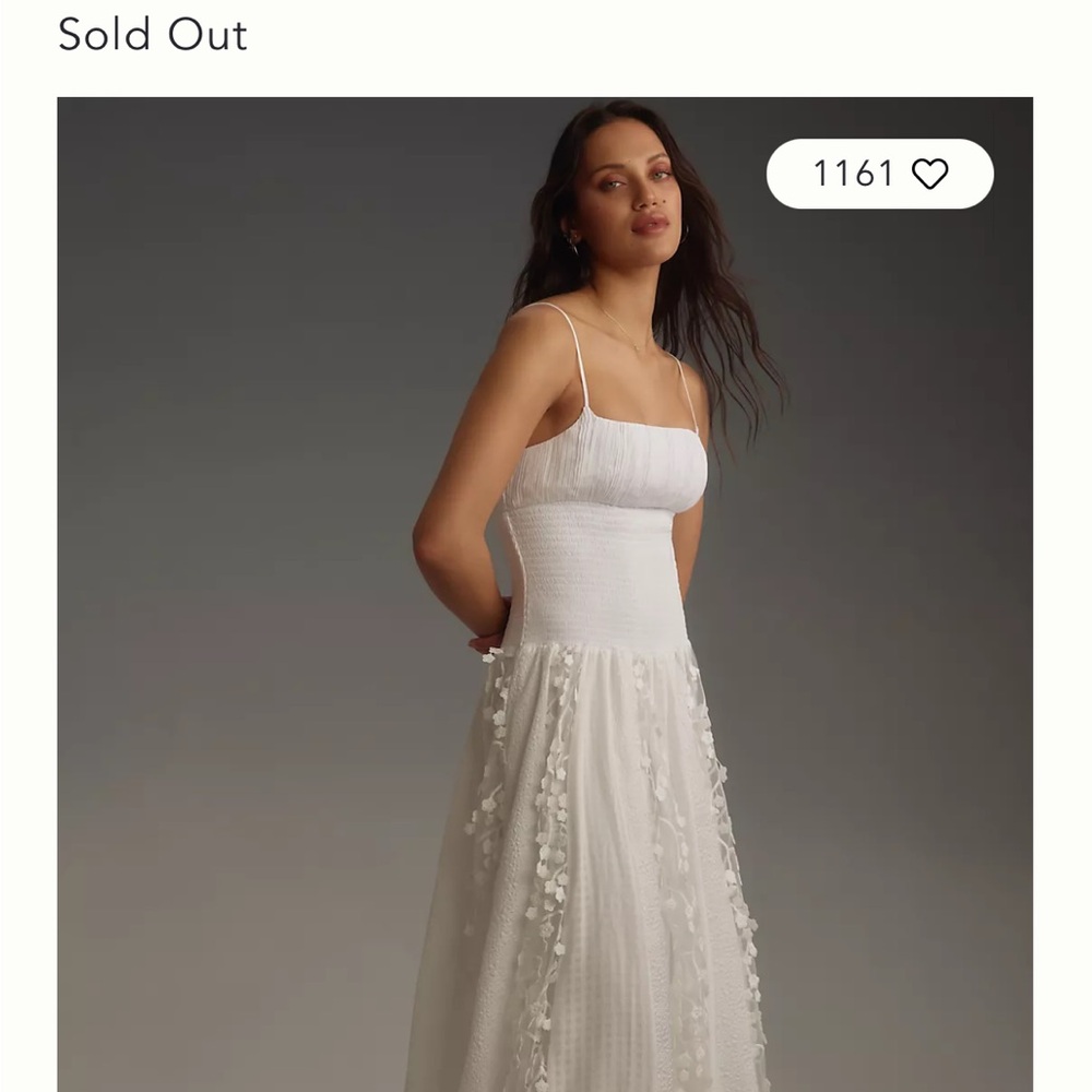 NWT Anthropologie Maeve Sleeveless Embellished Smocked Midi Dress